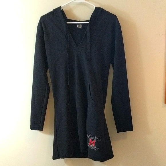 Miami University Long Black Hoodie Sweater - Picture 1 of 5